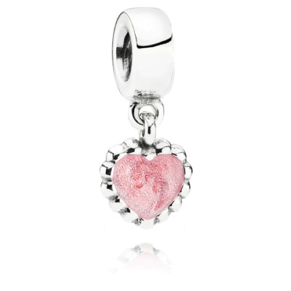 Genuine Retired PANDORA Young Love Pink Heart Dangle Charm; 790471EN28